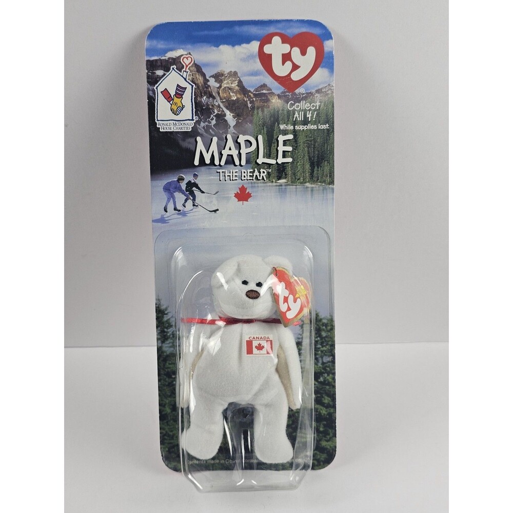 Ty Maple The Bear Canadian Beanie Baby In Box
